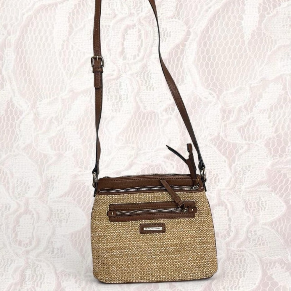 Dana Buchman Brown and Tan Crossbody Bag